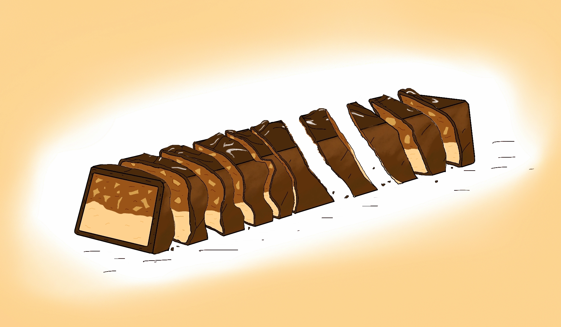 ten pieces of candybar
